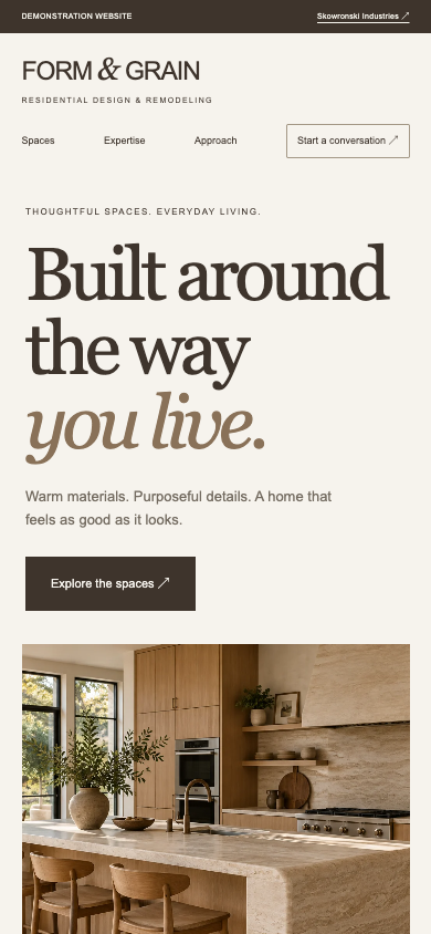 Form & Grain mobile preview